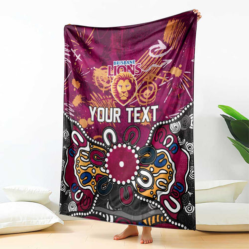 Personalized Brisbane Lions Blanket Aboriginal Dot Painting Graffiti Style