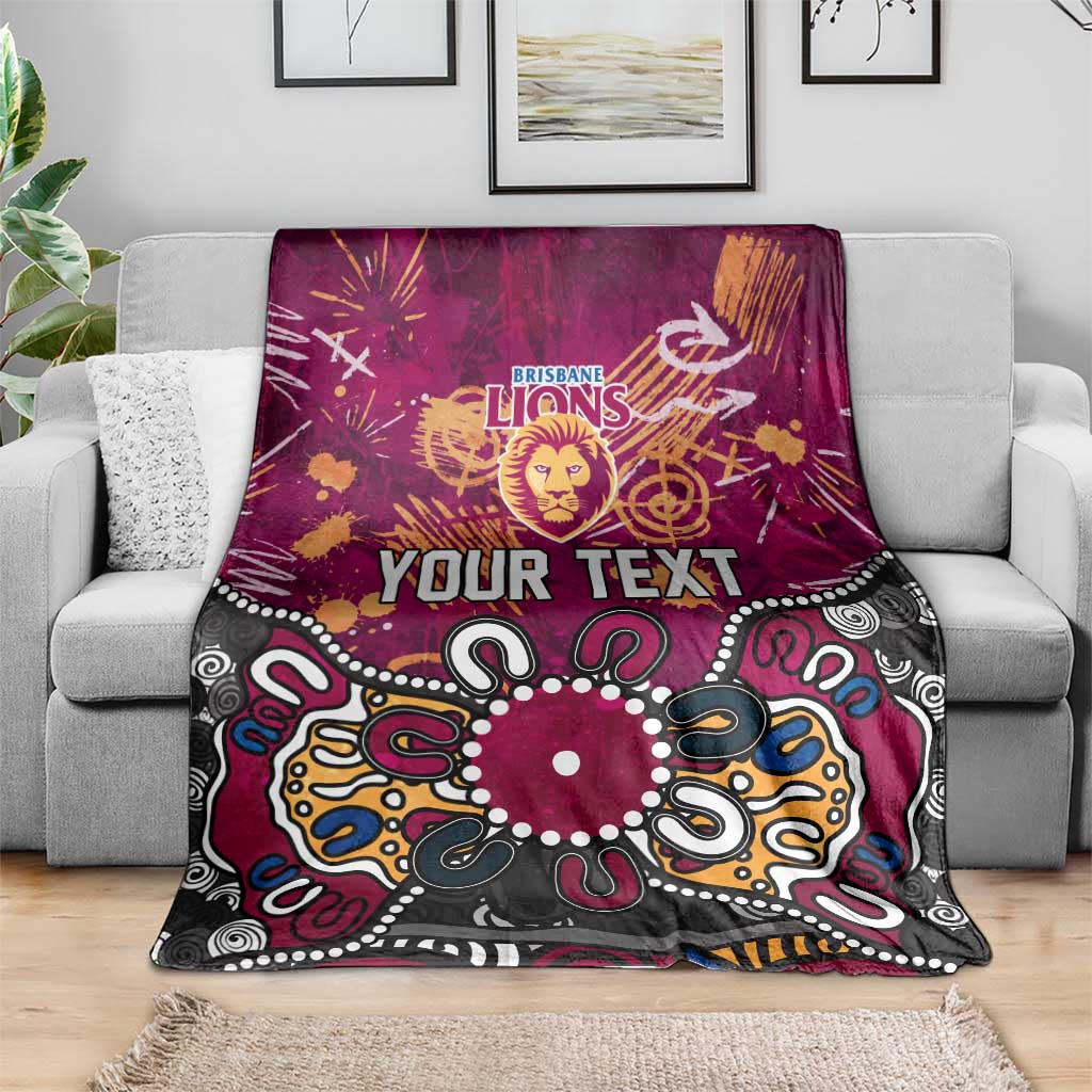 Personalized Brisbane Lions Blanket Aboriginal Dot Painting Graffiti Style