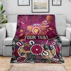 Personalized Brisbane Lions Blanket Aboriginal Dot Painting Graffiti Style
