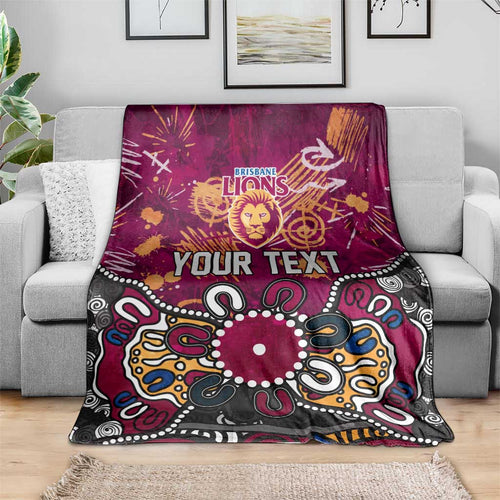 Personalized Brisbane Lions Blanket Aboriginal Dot Painting Graffiti Style