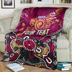 Personalized Brisbane Lions Blanket Aboriginal Dot Painting Graffiti Style