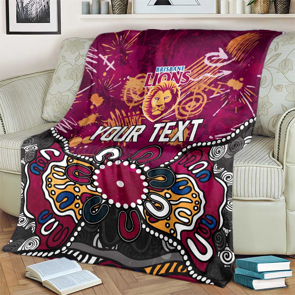 Personalized Brisbane Lions Blanket Aboriginal Dot Painting Graffiti Style