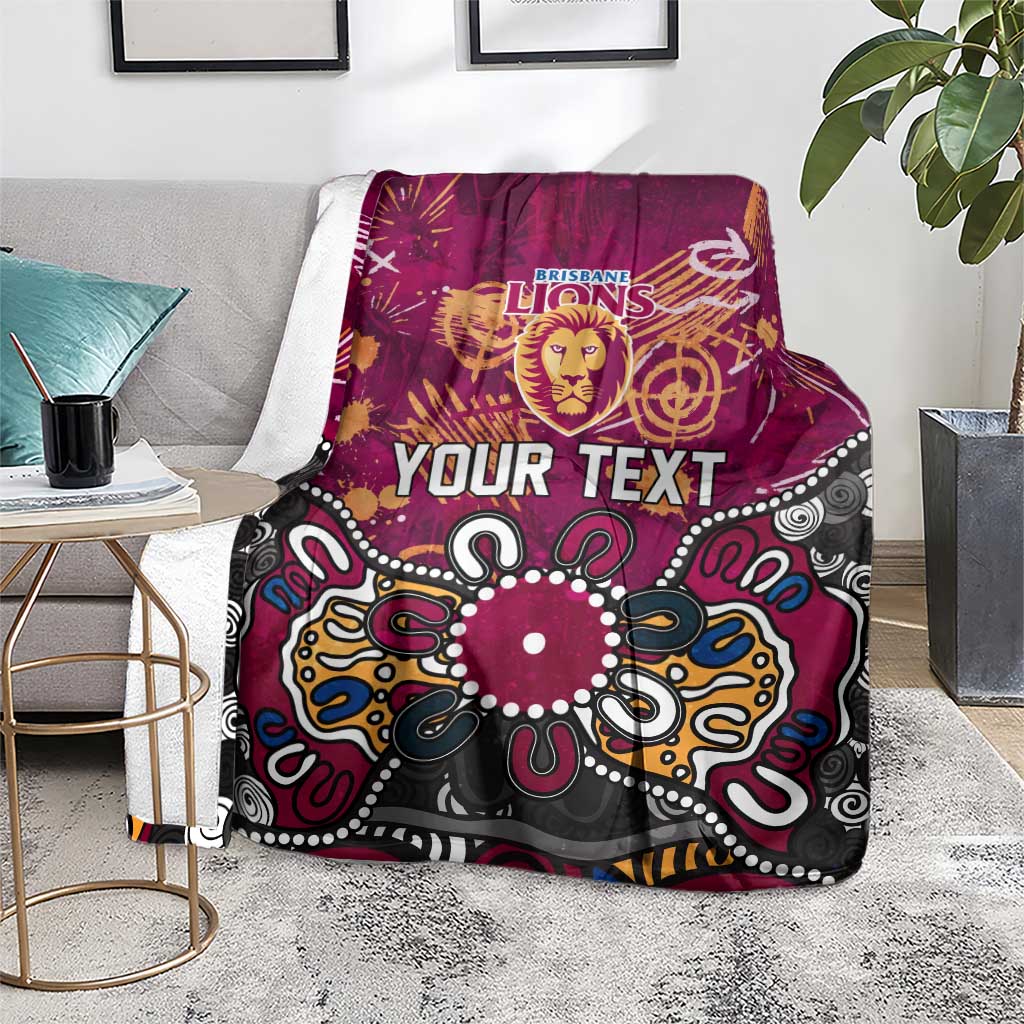 Personalized Brisbane Lions Blanket Aboriginal Dot Painting Graffiti Style