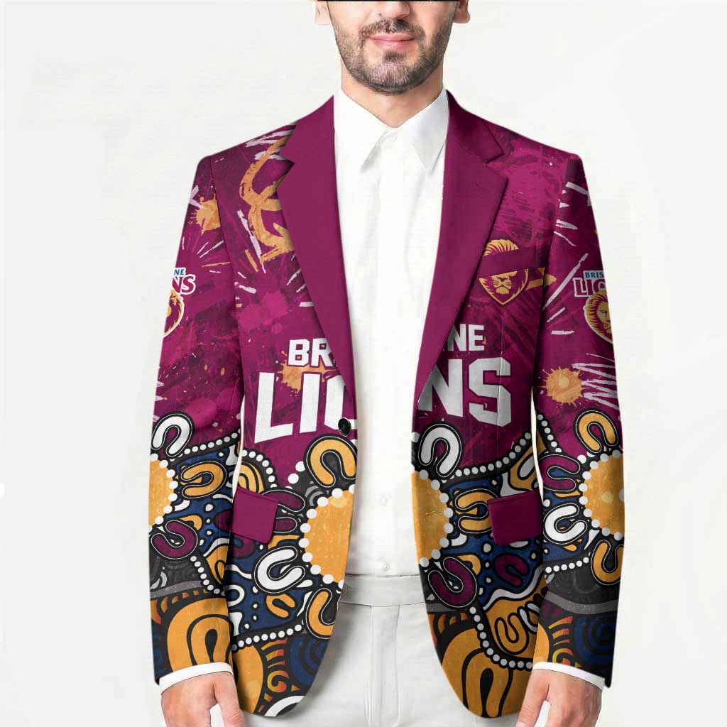 Personalized Brisbane Lions Blazer Aboriginal Dot Painting Graffiti Style