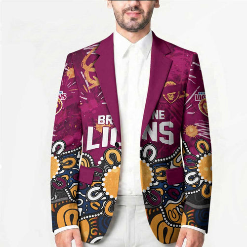 Personalized Brisbane Lions Blazer Aboriginal Dot Painting Graffiti Style