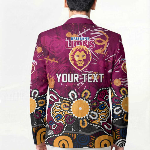 Personalized Brisbane Lions Blazer Aboriginal Dot Painting Graffiti Style