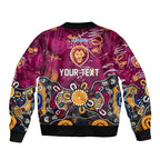 Personalized Brisbane Lions Bomber Jacket Aboriginal Dot Painting Graffiti Style