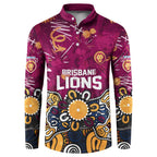 Personalized Brisbane Lions Button Sweatshirt Aboriginal Dot Painting Graffiti Style