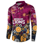 Personalized Brisbane Lions Button Sweatshirt Aboriginal Dot Painting Graffiti Style
