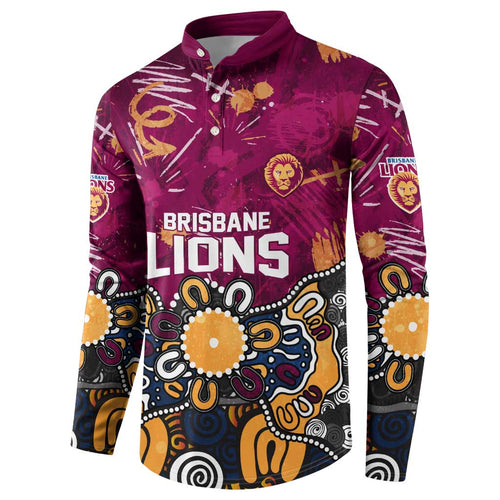 Personalized Brisbane Lions Button Sweatshirt Aboriginal Dot Painting Graffiti Style