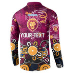 Personalized Brisbane Lions Button Sweatshirt Aboriginal Dot Painting Graffiti Style