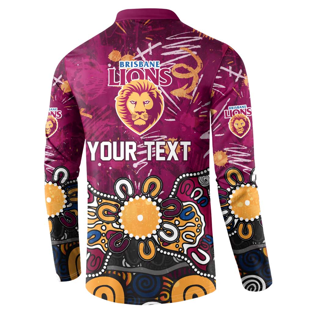 Personalized Brisbane Lions Button Sweatshirt Aboriginal Dot Painting Graffiti Style