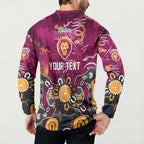 Personalized Brisbane Lions Button Sweatshirt Aboriginal Dot Painting Graffiti Style