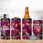 Personalized Brisbane Lions 4 in 1 Can Cooler Tumbler Aboriginal Dot Painting Graffiti Style
