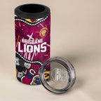 Personalized Brisbane Lions 4 in 1 Can Cooler Tumbler Aboriginal Dot Painting Graffiti Style
