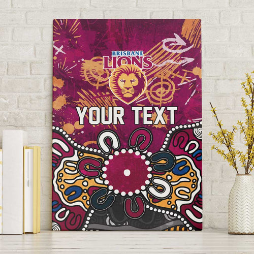 Personalized Brisbane Lions Canvas Wall Art Aboriginal Dot Painting Graffiti Style
