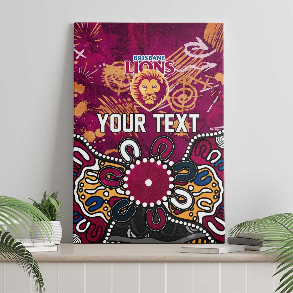 Personalized Brisbane Lions Canvas Wall Art Aboriginal Dot Painting Graffiti Style
