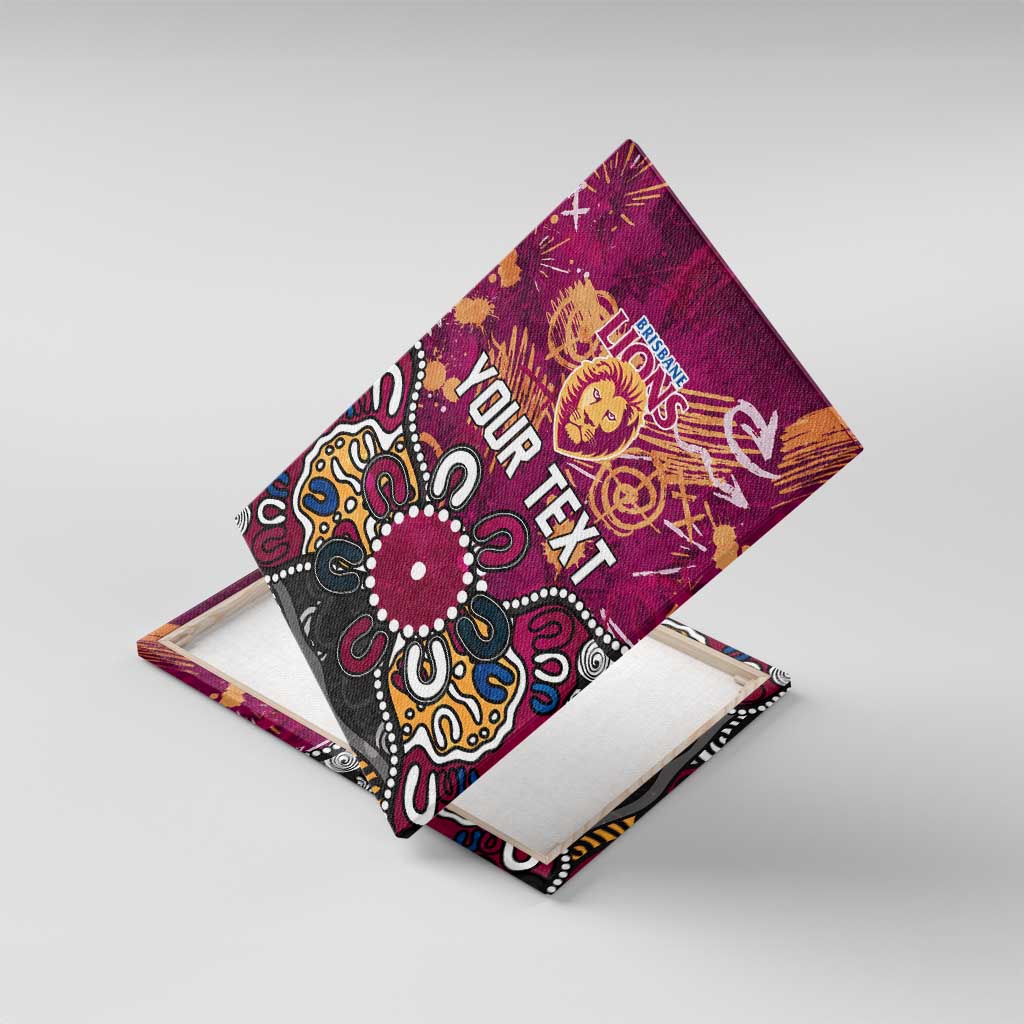 Personalized Brisbane Lions Canvas Wall Art Aboriginal Dot Painting Graffiti Style