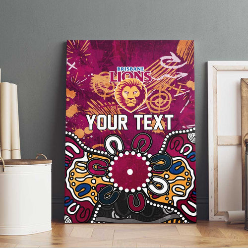 Personalized Brisbane Lions Canvas Wall Art Aboriginal Dot Painting Graffiti Style