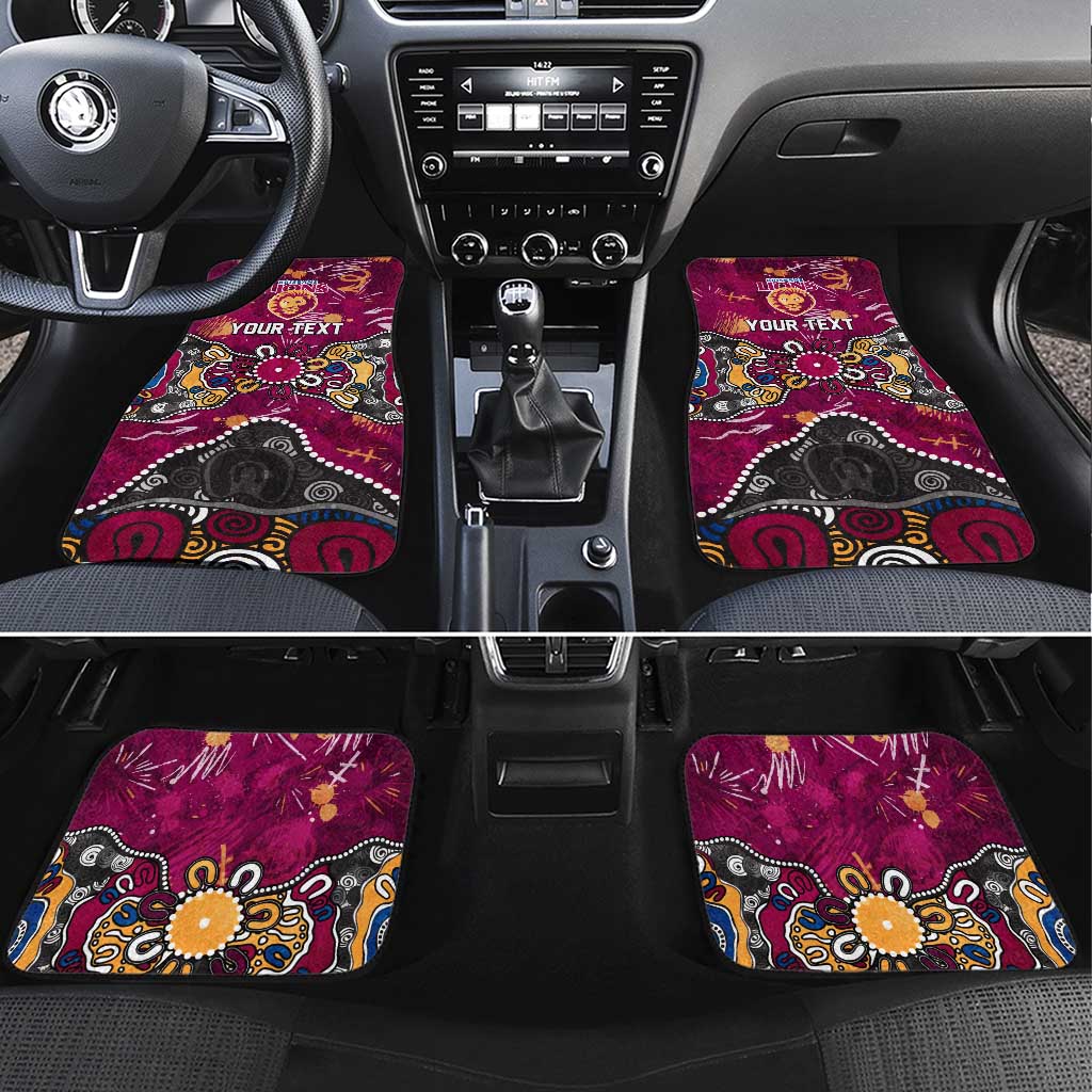 Personalized Brisbane Lions Car Mats Aboriginal Dot Painting Graffiti Style
