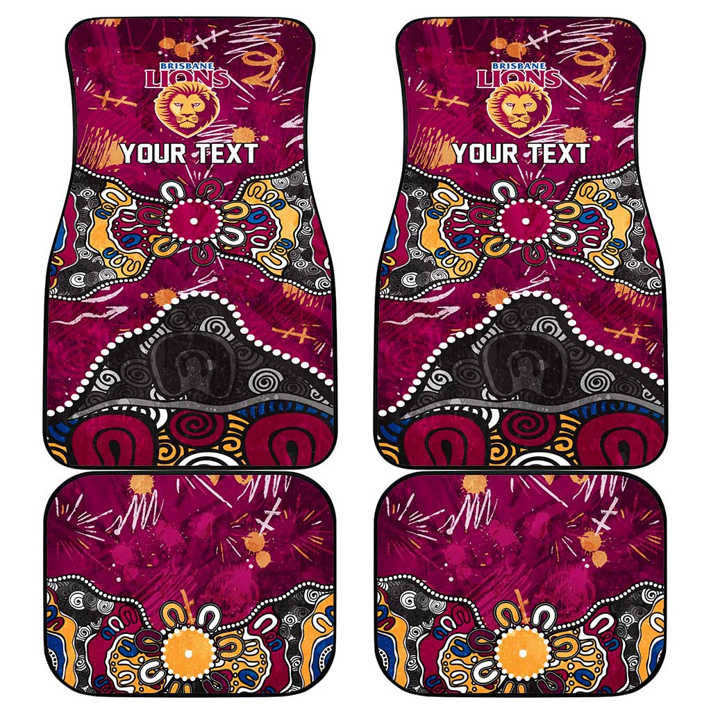 Personalized Brisbane Lions Car Mats Aboriginal Dot Painting Graffiti Style