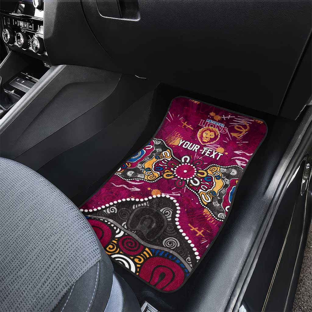 Personalized Brisbane Lions Car Mats Aboriginal Dot Painting Graffiti Style