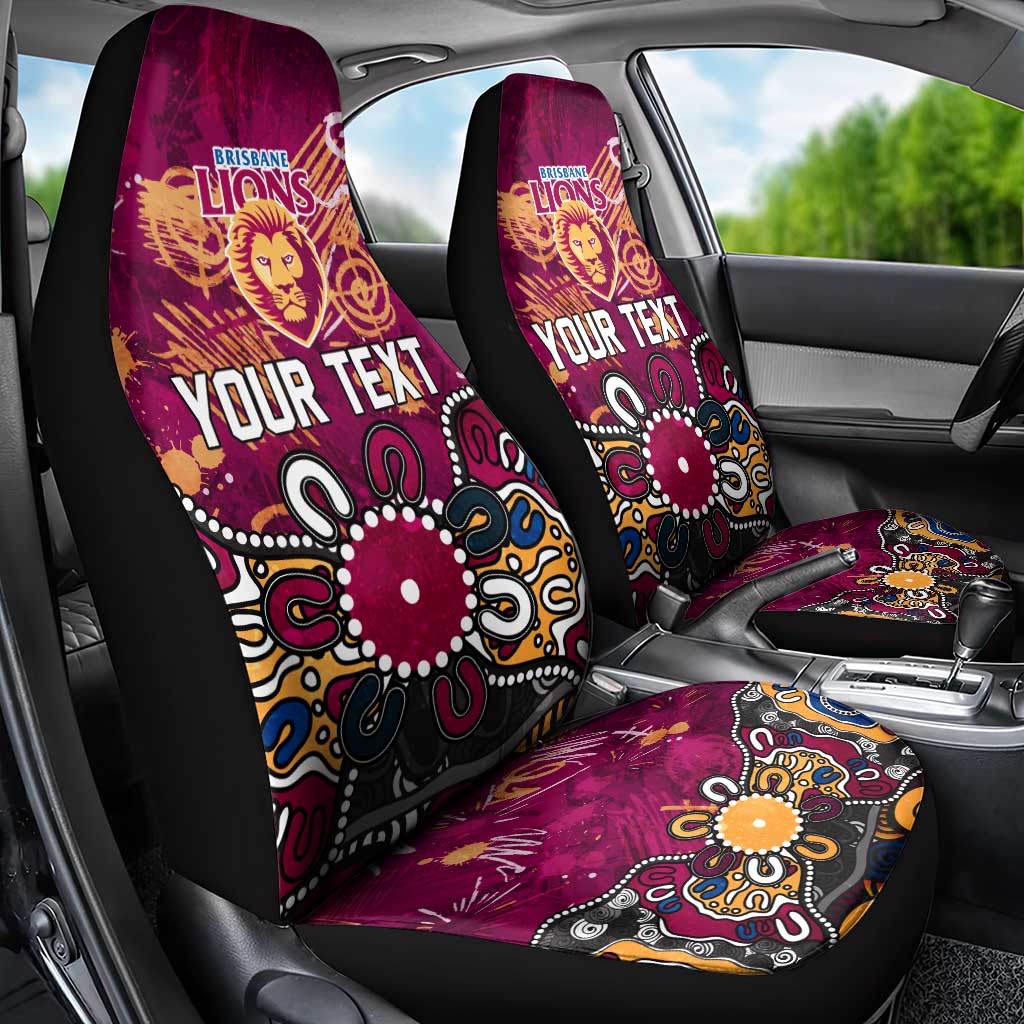 Personalized Brisbane Lions Car Seat Cover Aboriginal Dot Painting Graffiti Style