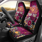Personalized Brisbane Lions Car Seat Cover Aboriginal Dot Painting Graffiti Style