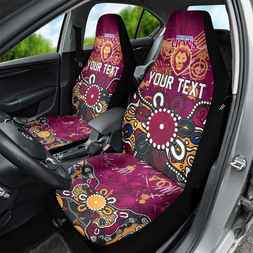 Personalized Brisbane Lions Car Seat Cover Aboriginal Dot Painting Graffiti Style