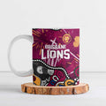 Personalized Brisbane Lions Ceramic Mug Aboriginal Dot Painting Graffiti Style