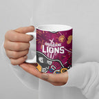 Personalized Brisbane Lions Ceramic Mug Aboriginal Dot Painting Graffiti Style