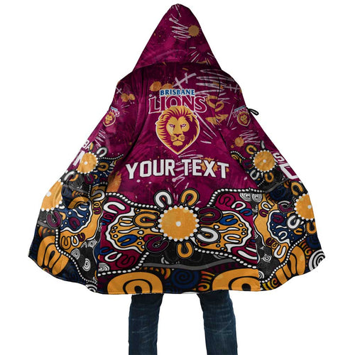 Personalized Brisbane Lions Cloak Aboriginal Dot Painting Graffiti Style