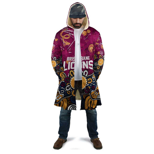 Personalized Brisbane Lions Cloak Aboriginal Dot Painting Graffiti Style