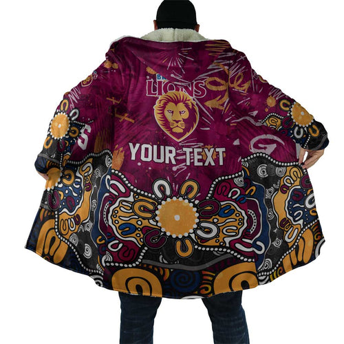 Personalized Brisbane Lions Cloak Aboriginal Dot Painting Graffiti Style