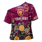Personalized Brisbane Lions Cross Shoulder Shirt Aboriginal Dot Painting Graffiti Style