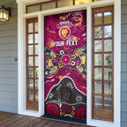 Personalized Brisbane Lions Door Cover Aboriginal Dot Painting Graffiti Style