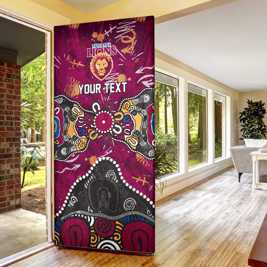 Personalized Brisbane Lions Door Cover Aboriginal Dot Painting Graffiti Style