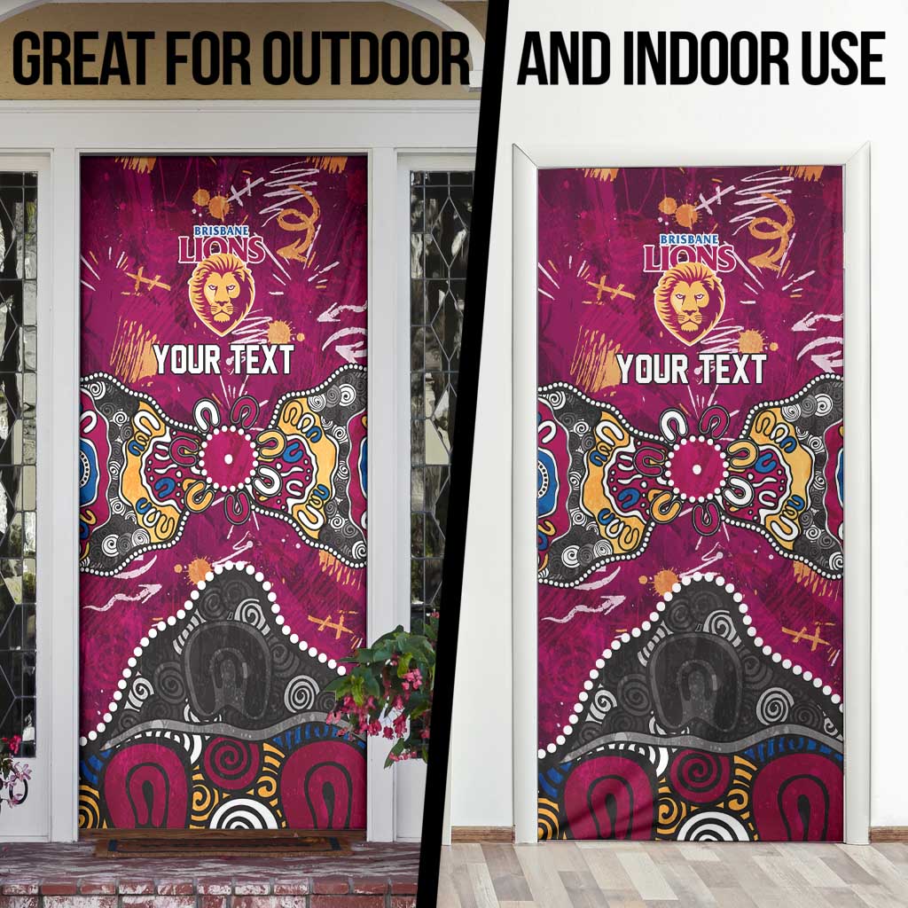 Personalized Brisbane Lions Door Cover Aboriginal Dot Painting Graffiti Style