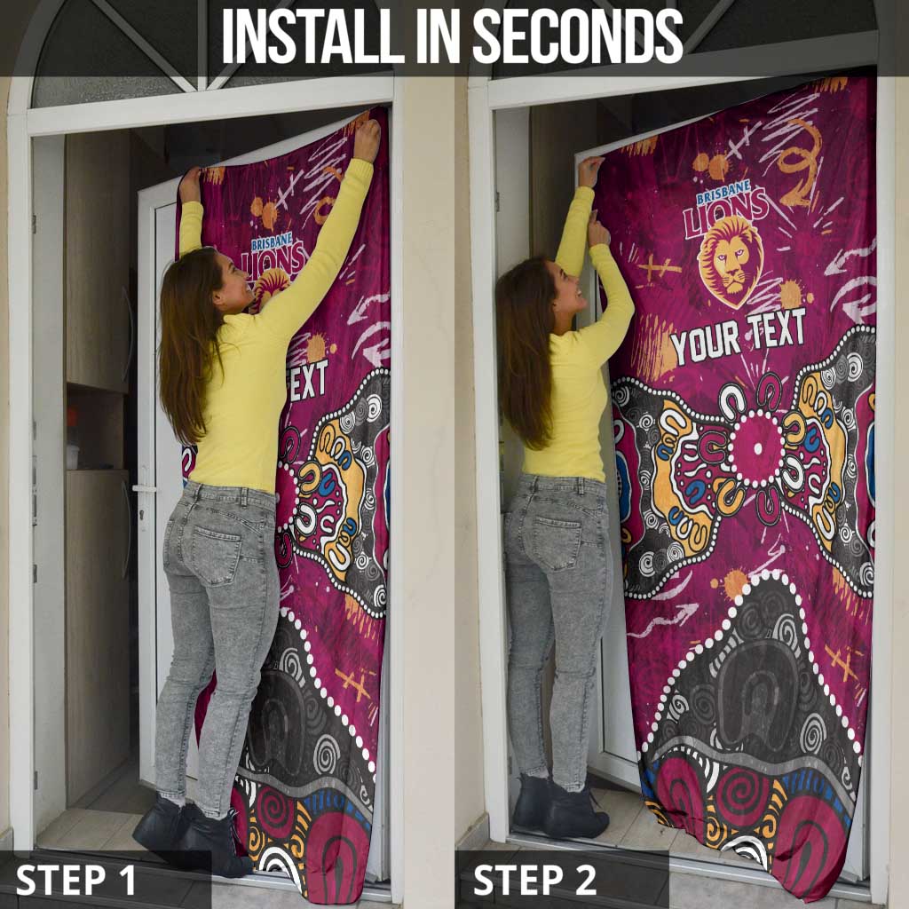 Personalized Brisbane Lions Door Cover Aboriginal Dot Painting Graffiti Style