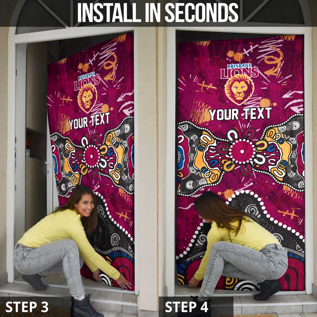 Personalized Brisbane Lions Door Cover Aboriginal Dot Painting Graffiti Style