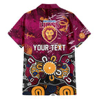 Personalized Brisbane Lions Family Matching Off Shoulder Maxi Dress and Hawaiian Shirt Aboriginal Dot Painting Graffiti Style