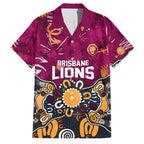 Personalized Brisbane Lions Family Matching Summer Maxi Dress and Hawaiian Shirt Aboriginal Dot Painting Graffiti Style