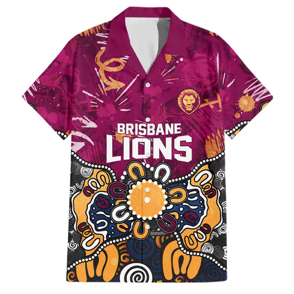 Personalized Brisbane Lions Family Matching Summer Maxi Dress and Hawaiian Shirt Aboriginal Dot Painting Graffiti Style