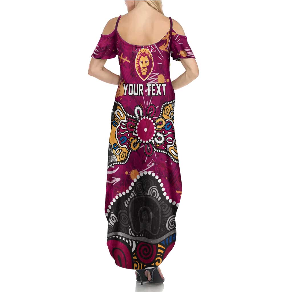 Personalized Brisbane Lions Family Matching Summer Maxi Dress and Hawaiian Shirt Aboriginal Dot Painting Graffiti Style