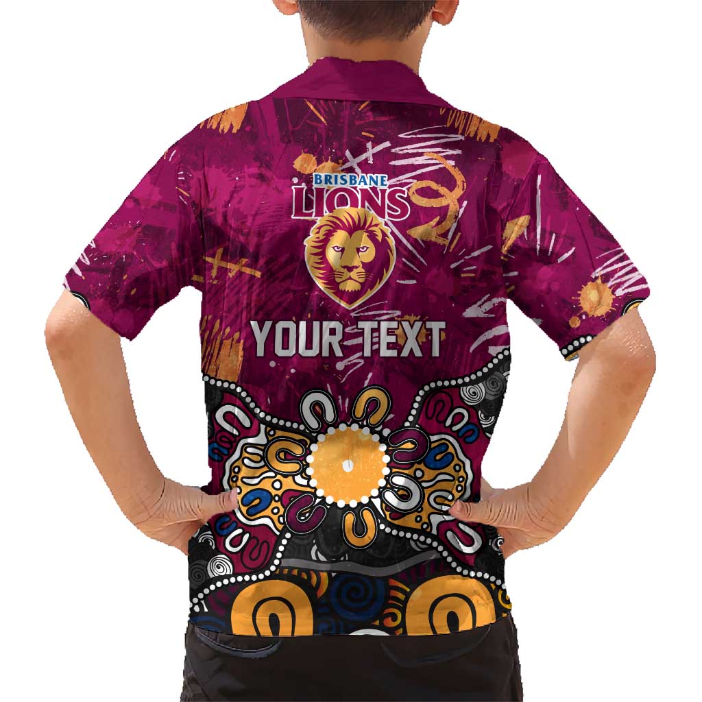 Personalized Brisbane Lions Family Matching Tank Maxi Dress and Hawaiian Shirt Aboriginal Dot Painting Graffiti Style