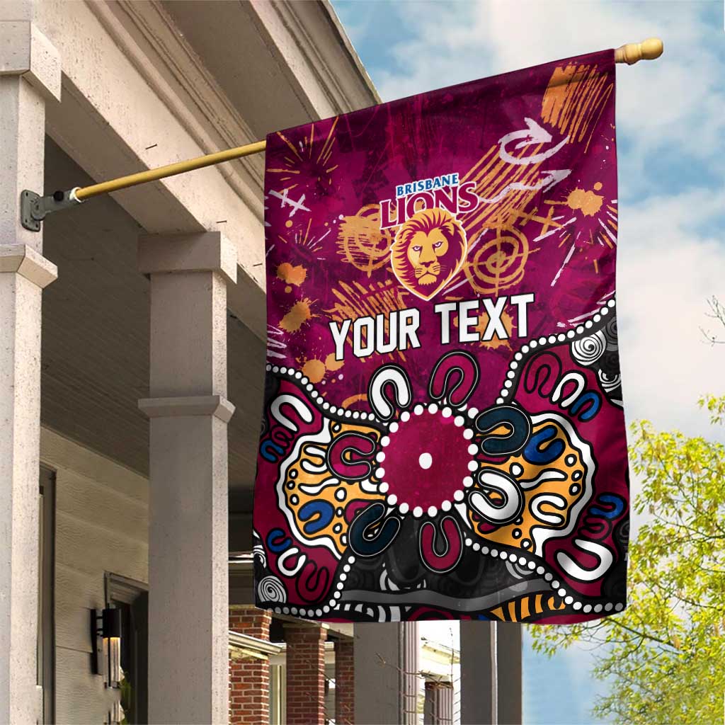Personalized Brisbane Lions Garden Flag Aboriginal Dot Painting Graffiti Style