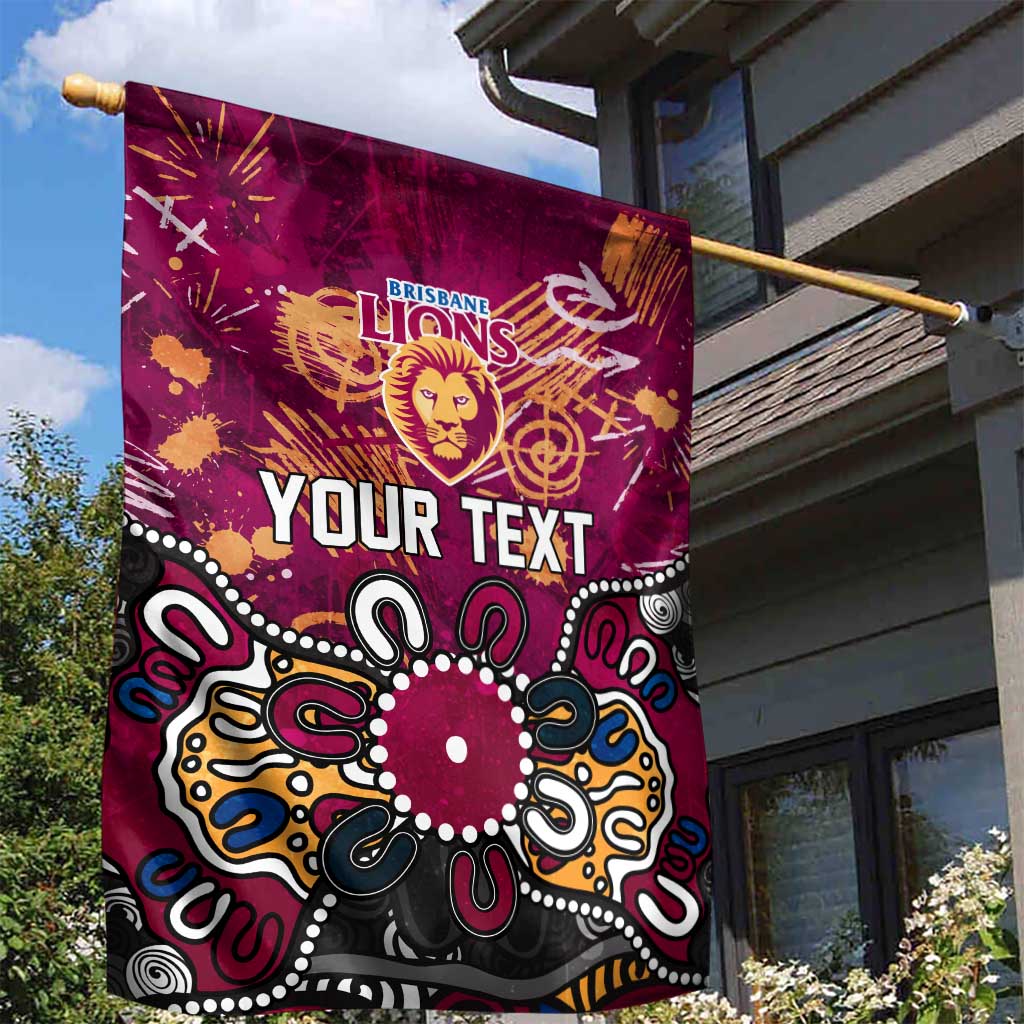 Personalized Brisbane Lions Garden Flag Aboriginal Dot Painting Graffiti Style