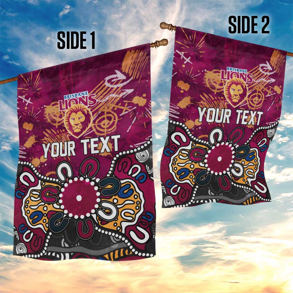 Personalized Brisbane Lions Garden Flag Aboriginal Dot Painting Graffiti Style