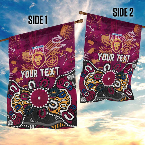 Personalized Brisbane Lions Garden Flag Aboriginal Dot Painting Graffiti Style