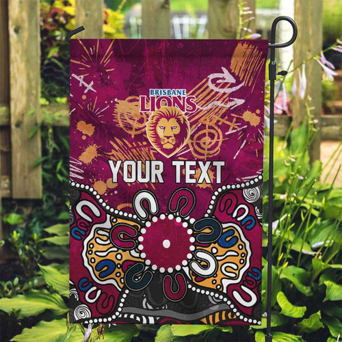 Personalized Brisbane Lions Garden Flag Aboriginal Dot Painting Graffiti Style